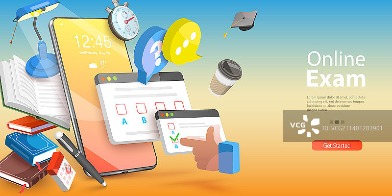 3D在线考试概念设计图片素材