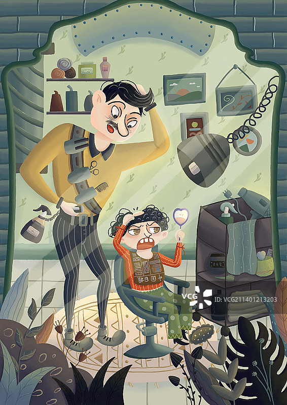 肌理插画生活理发图片素材