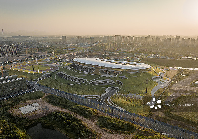 航拍浙江衢州体育公园体育场图片素材