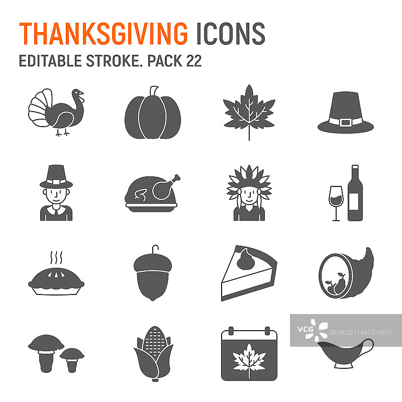 感恩节字形图标集图片素材