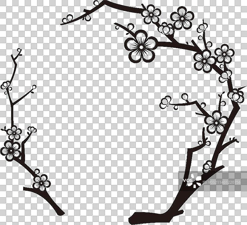 梅花剪纸插画装饰纹样图片素材