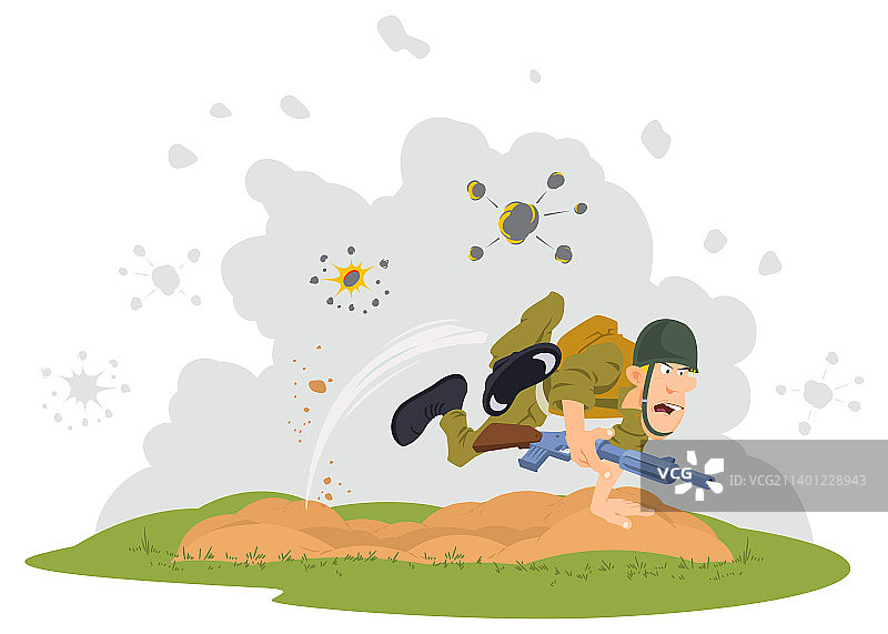 爆炸中冲锋的士兵图片素材