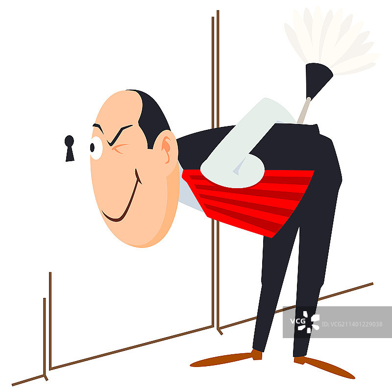 门卫通过钥匙孔偷看互联网图片素材