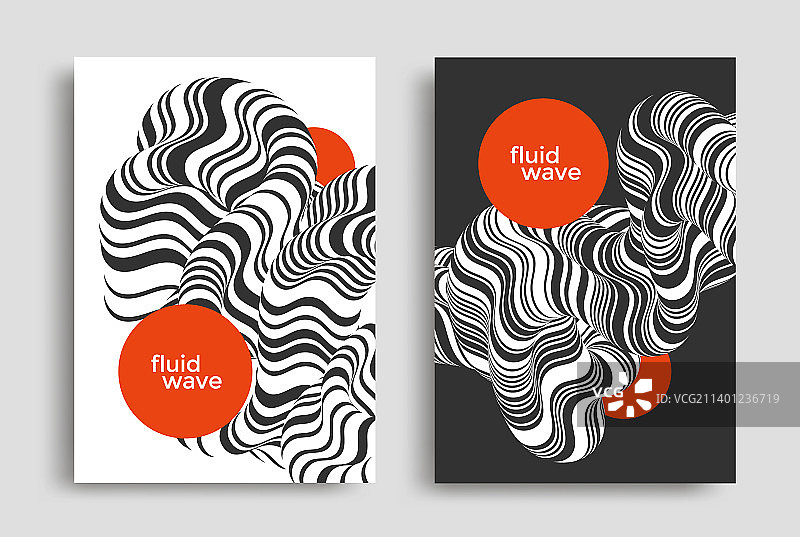 具有光学流体波纹的黑白背景图片素材