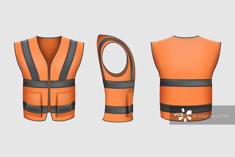橙色安全背心，施工人员防护服图片素材