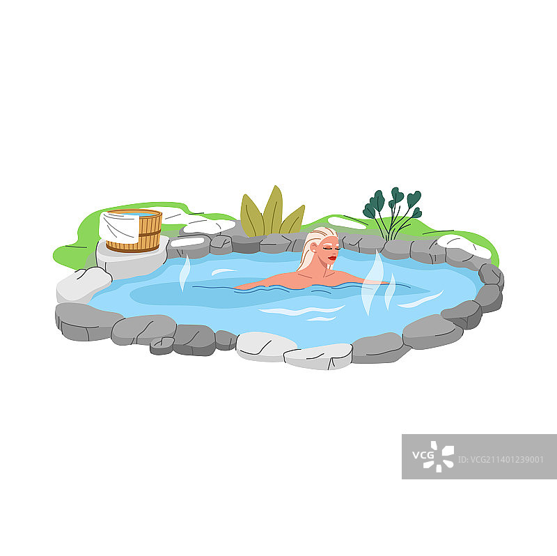 日本温泉：日式水疗中的女性图片素材