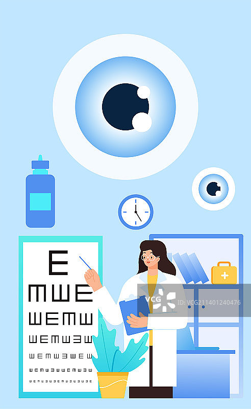 眼科医生做检查矢量插画图片素材