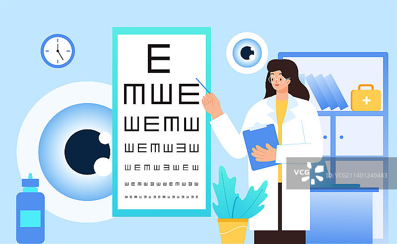 眼科医生做检查矢量插画图片素材