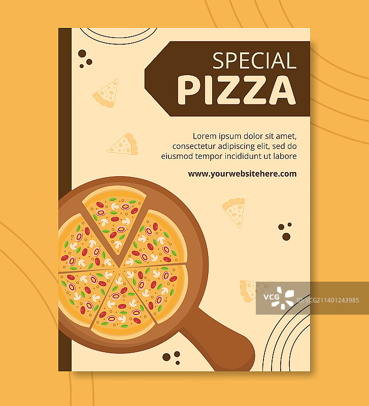 手绘卡通披萨美食海报模板图片素材