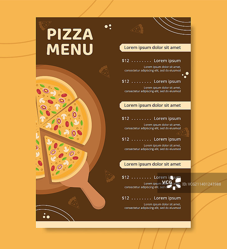 手绘卡通披萨菜单模板图片素材
