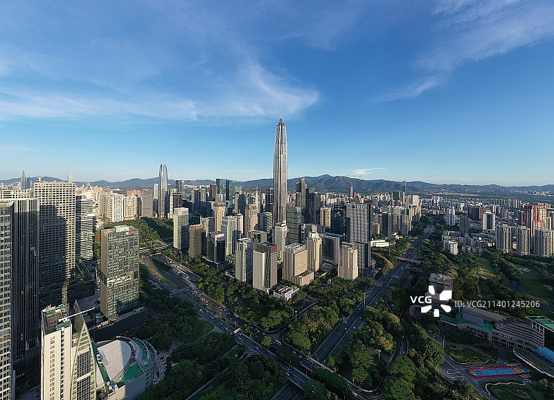 深圳福田中心区航拍图片素材