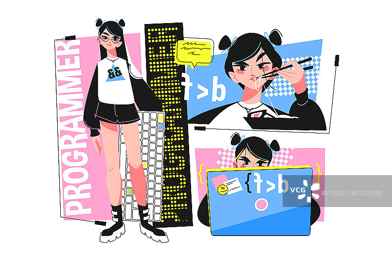 工作中年轻的女程序员图片素材