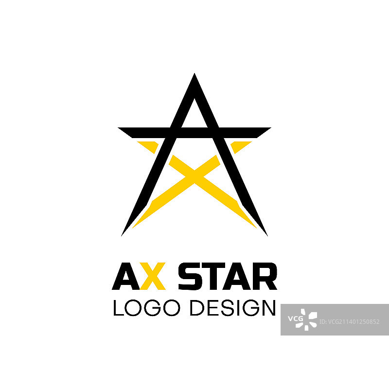 黑色和黄色AS星形标志设计图片素材