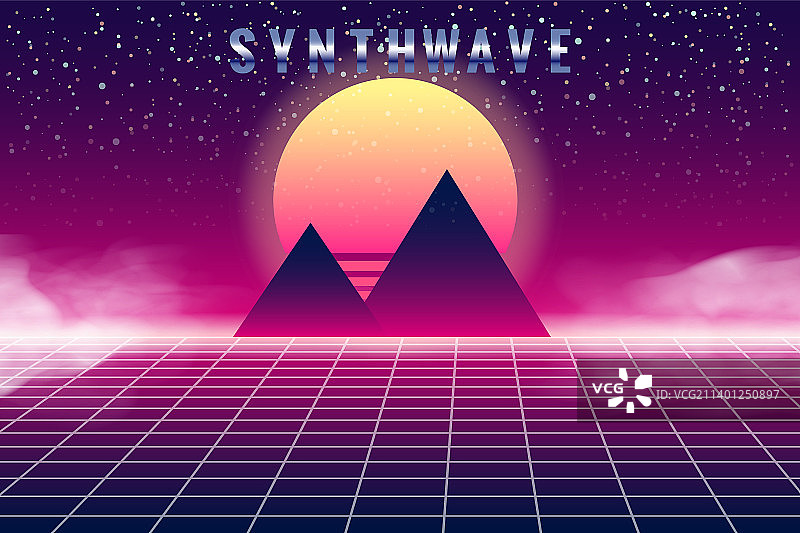 合成器浪潮复古banner蒸汽波美学图片素材