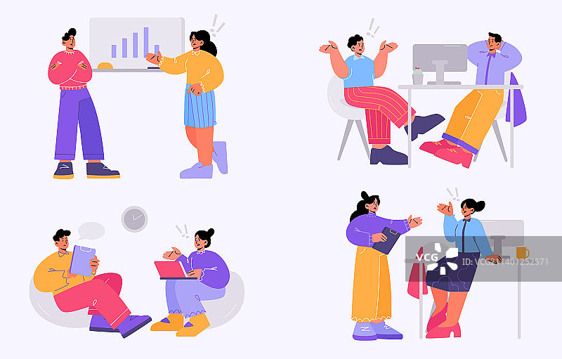 办公室工作场所的人们发生冲突和争吵图片素材