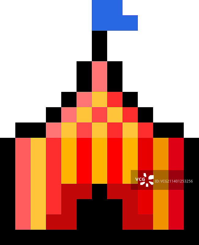 像素8位红色和黄色马戏团帐篷 - 孤立图片素材