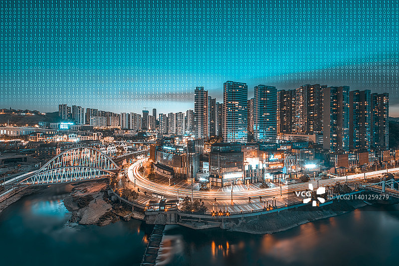 数字化贵阳地标夜景图片素材
