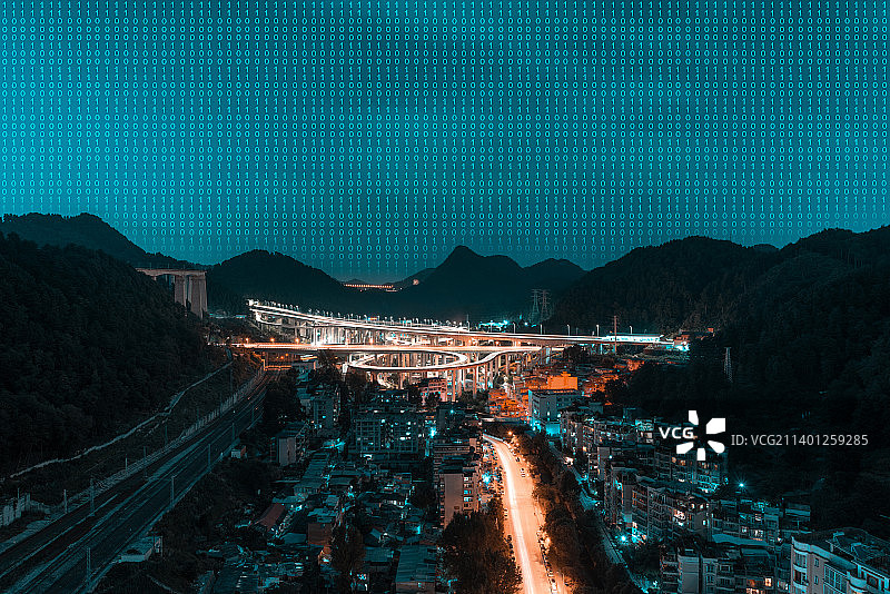 数字化贵阳地标夜景图片素材