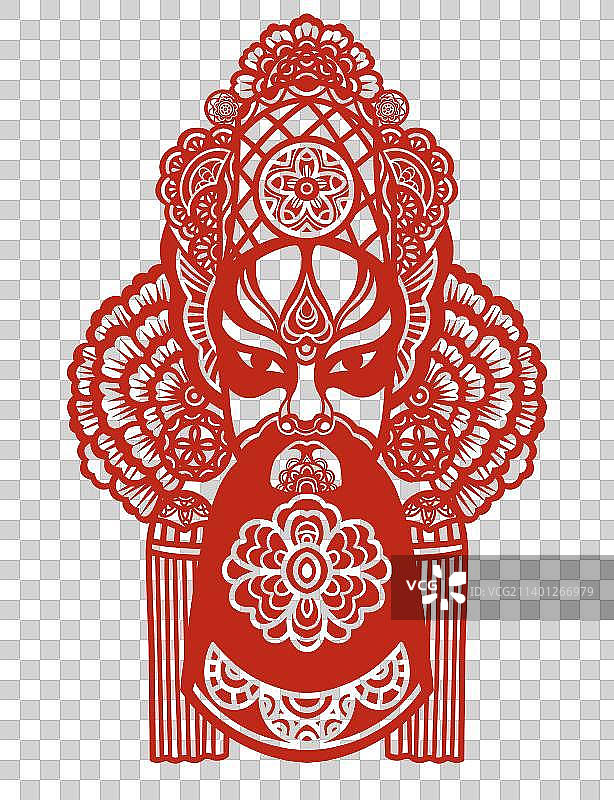 中国传统剪纸风人物纹样插画图片素材