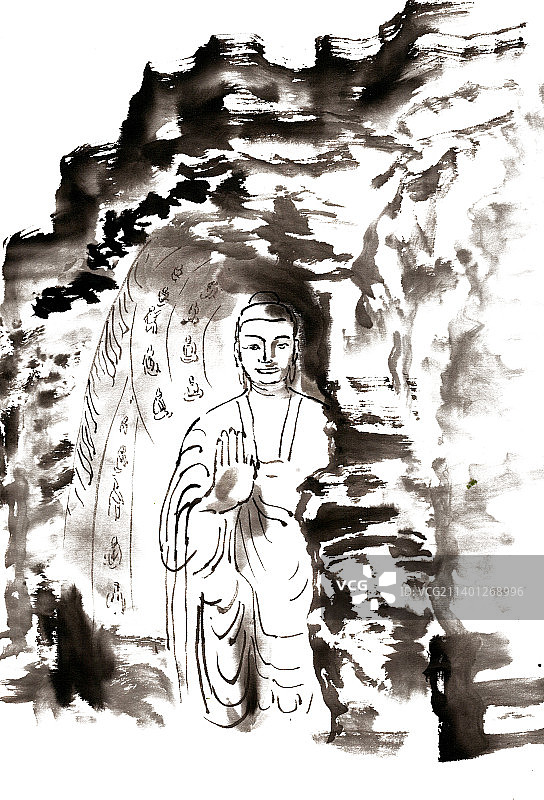 石壁上的佛像图片素材