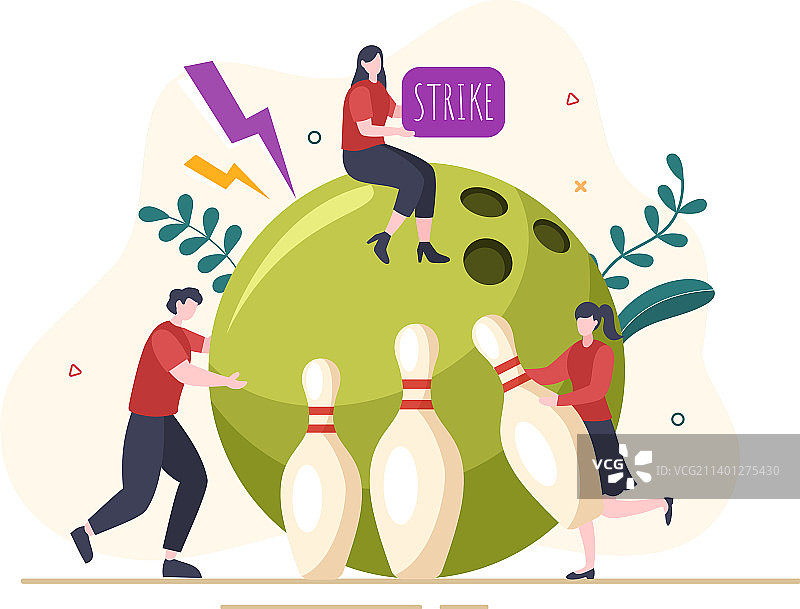 手绘卡通风格保龄球游戏图片素材