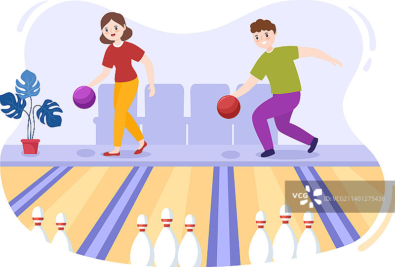 手绘卡通风格保龄球游戏图片素材