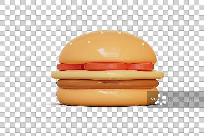 牛肉汉堡美食三维插画图片素材
