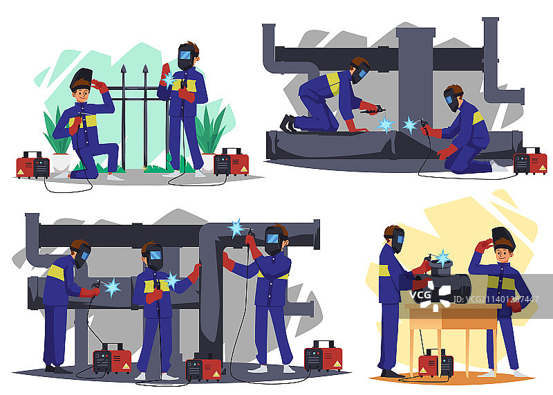 焊接工人在建筑工地工作或维修图片素材