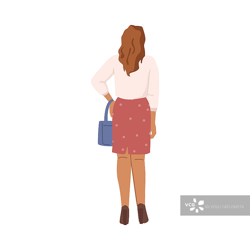 年轻女子背影卡通人物图片素材