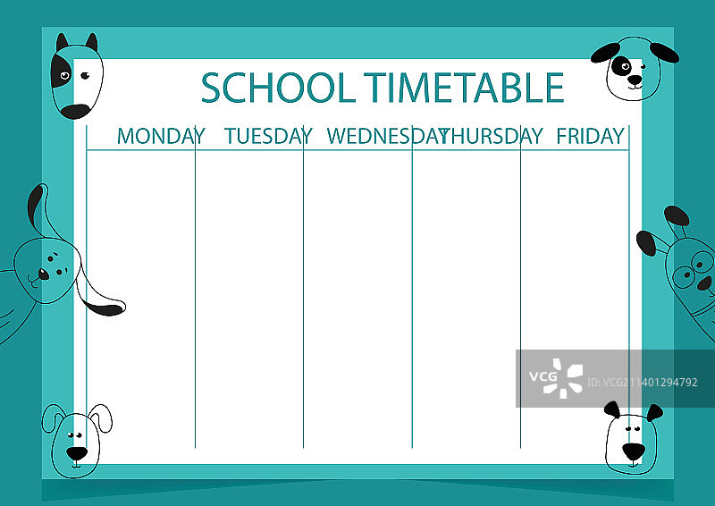 儿童学校课程表（带狗图案）图片素材