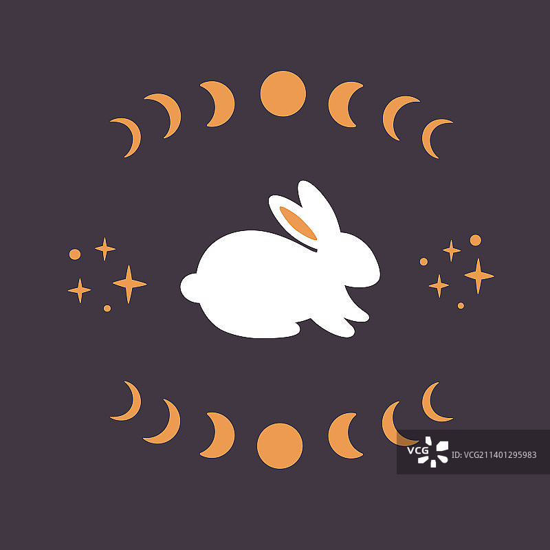 带有占星术的可爱白色兔子图片素材