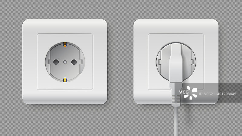 带电源线的电源插座逼真3D电插头图片素材