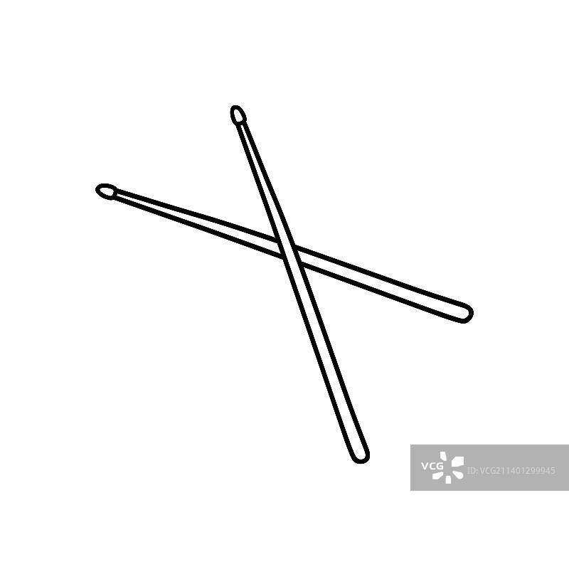 白色背景上的交叉木制鼓槌图片素材