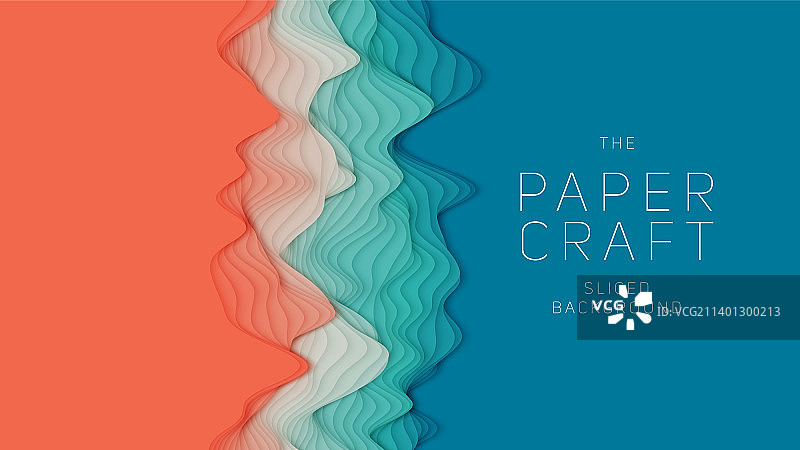 橙色到绿色纸层3D抽象渐变图片素材