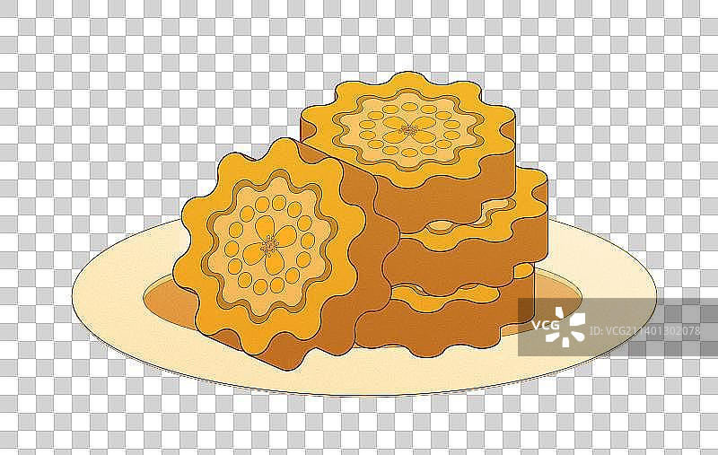 中秋月饼桂花糕国潮风插画元素图片素材