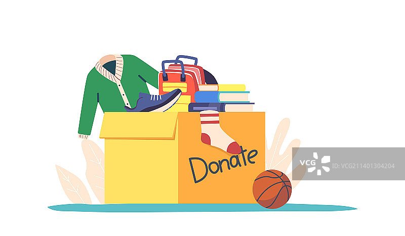 布料捐赠和慈善概念纸箱图片素材