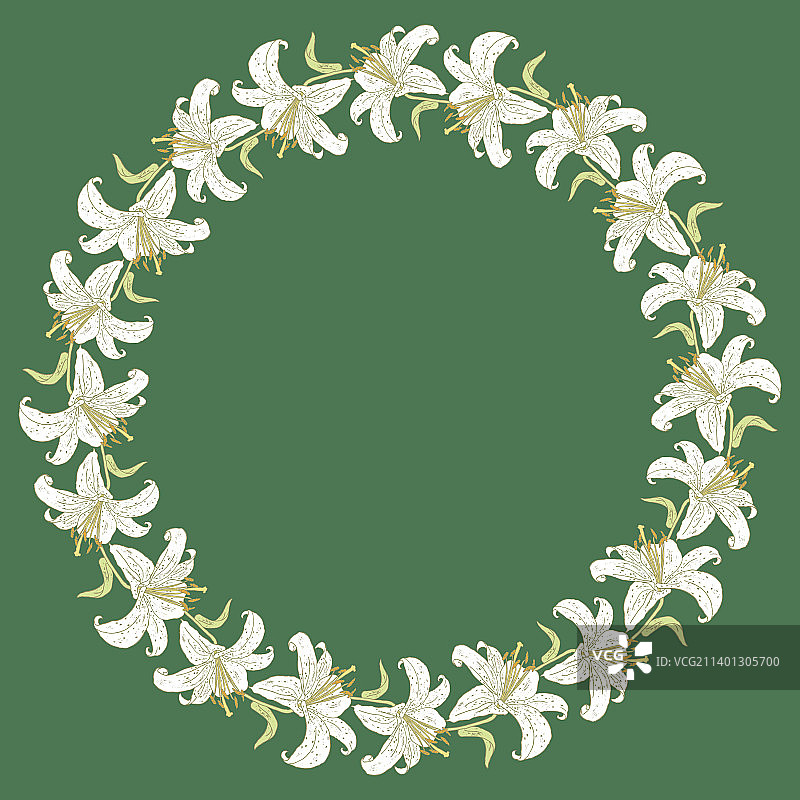 白色百合花园装饰花环图片素材