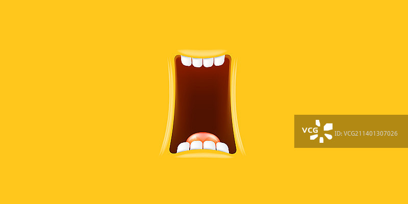 橙色背景上的卡通大张的嘴巴图片素材