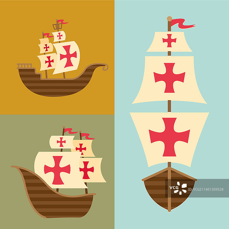 快乐的哥伦布日帆船图片素材