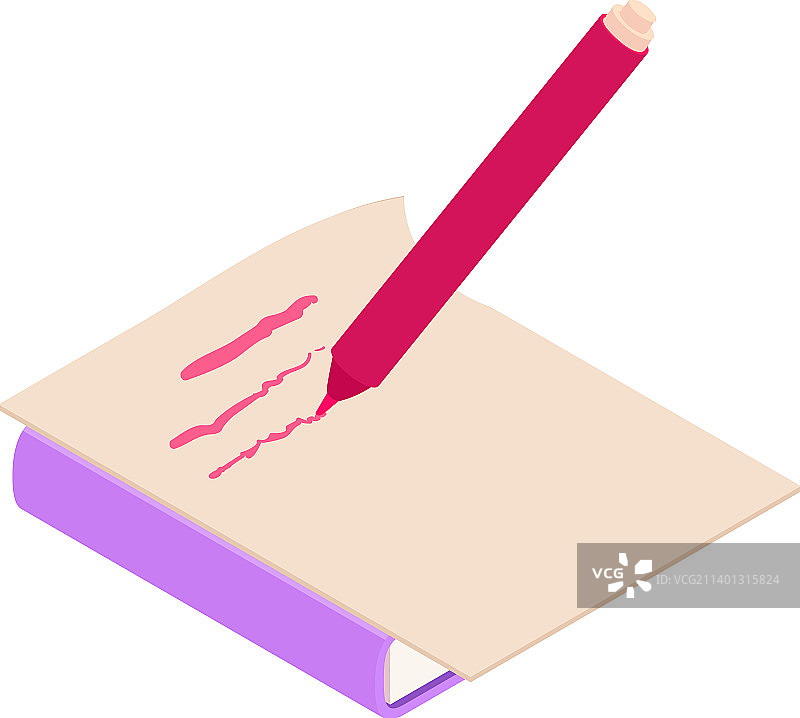 红色等距马克笔书写图标图片素材