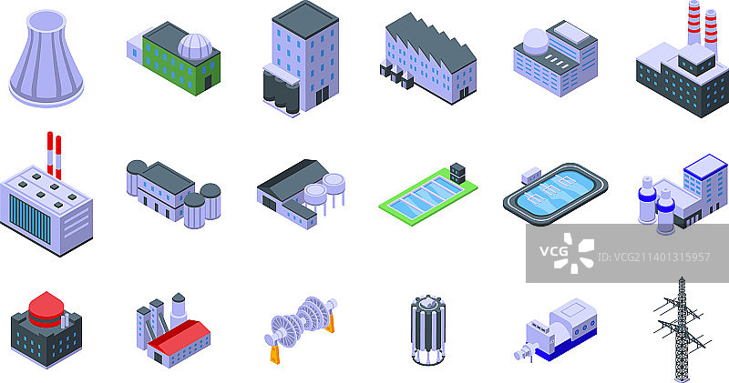 核电站图标2.5D集图片素材