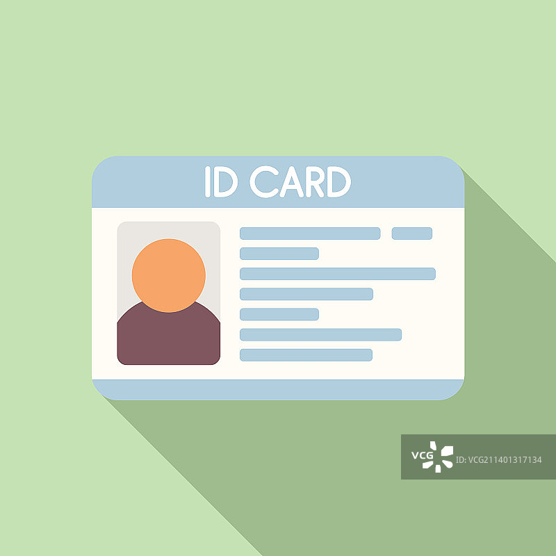 带照片的身份证通行证扁平图标图片素材