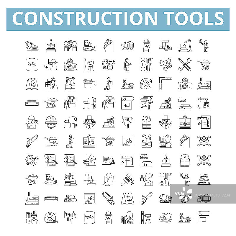 建筑工具线性图标图片素材