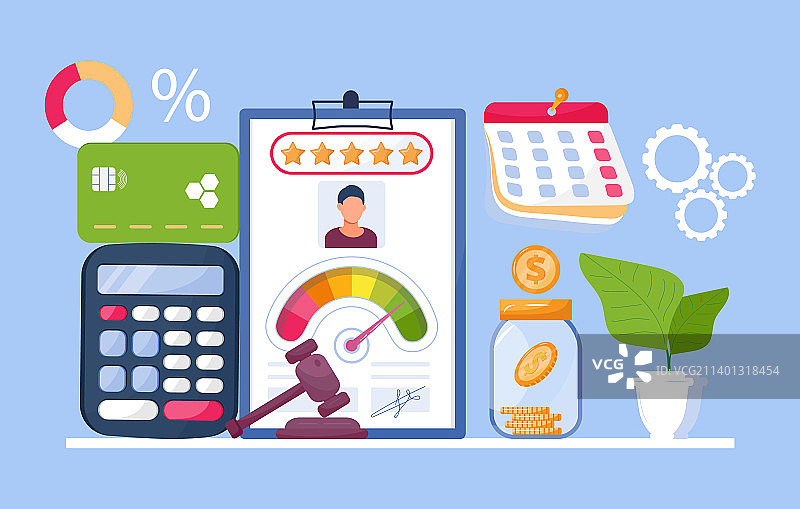 信用评分概念，银行经理审核图片素材