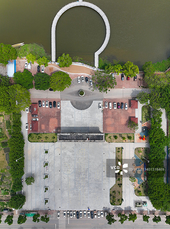 广东省惠州市惠城区水口街道湖滨公园航拍图片素材