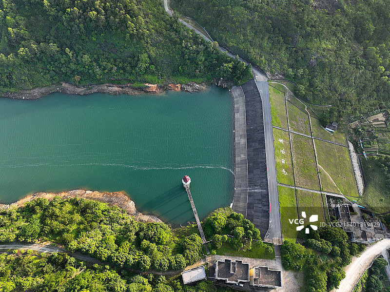 广东省惠州市惠阳区沙田水库隔沥古庙航拍图片素材