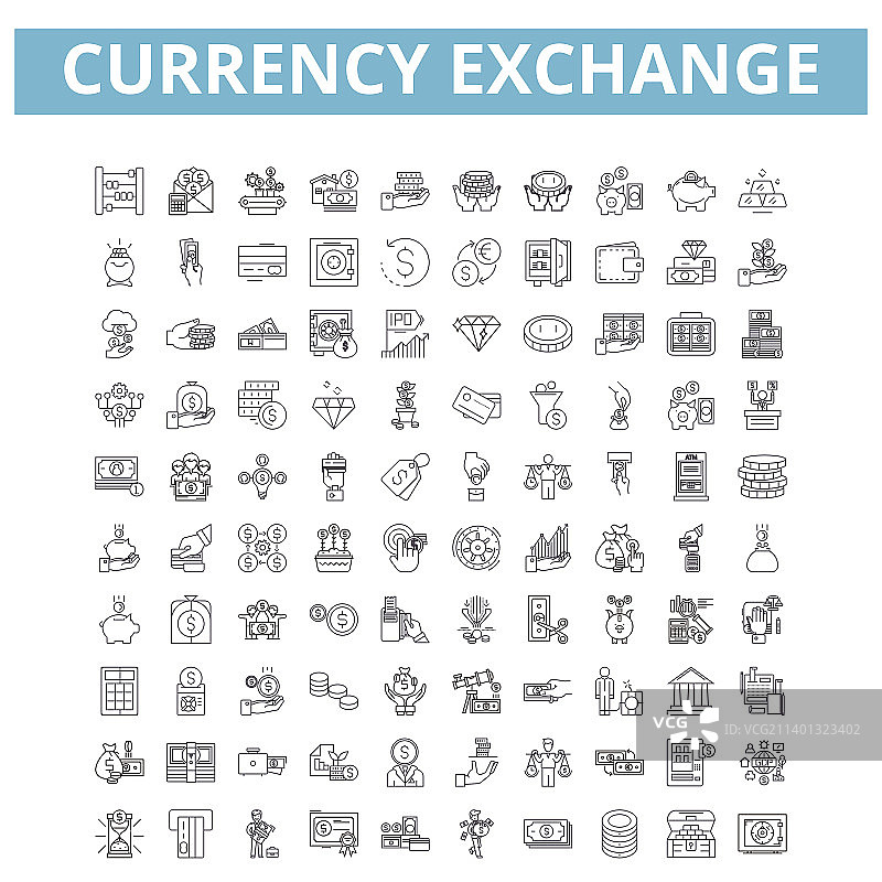 货币兑换图标，线条符号，网页标志图片素材