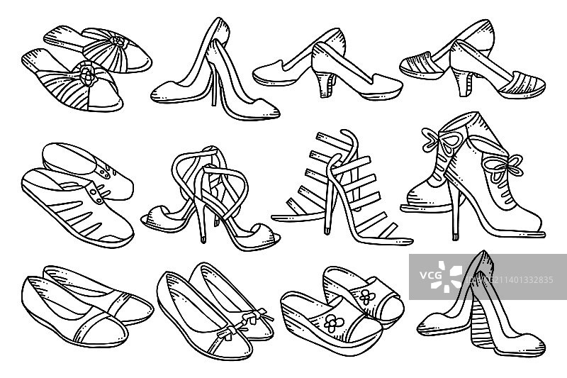 女鞋涂鸦设计合集图片素材