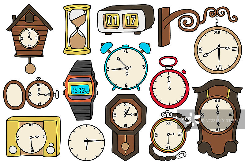 手绘复古时钟合集图片素材