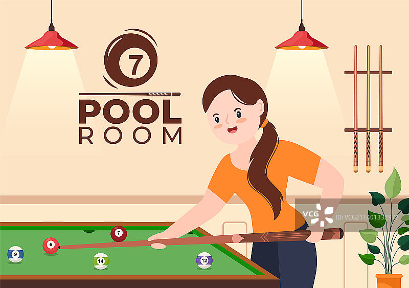 手绘卡通风格台球游戏图片素材